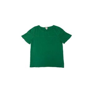 J.Crew Factory Kelly Green Short-Sleeve Top with Knit Square Stitch - Size Small